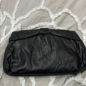 Vintage Black Leather Bow Clutch